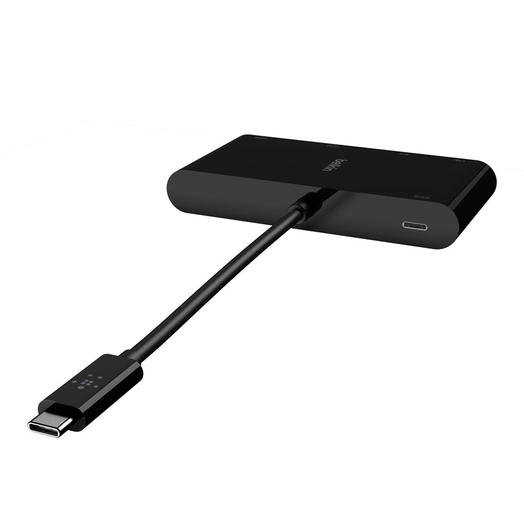 BELKIN USB-C Multimedia + Charge Adapter (USB-C TO GBE, HDMI, VGA, USB-A,60W PD)