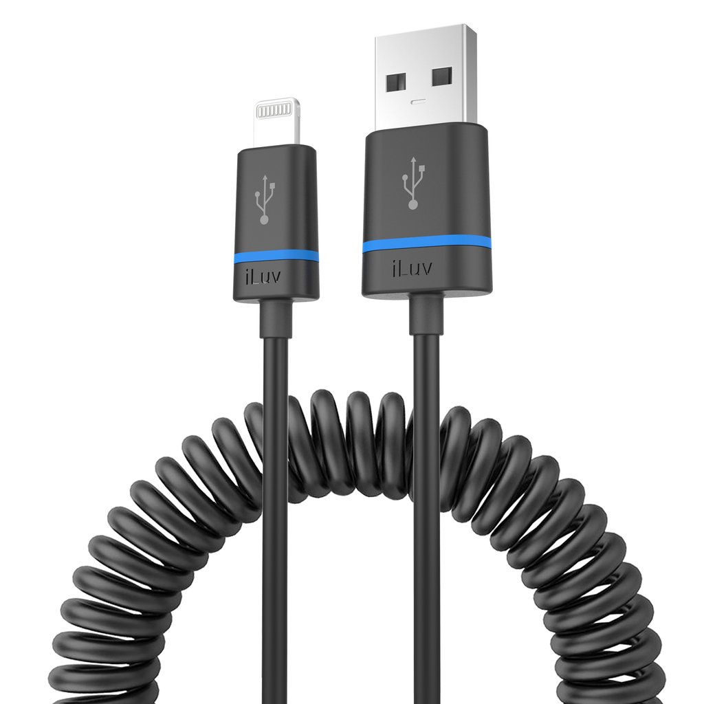 Premium Coiled 5 ft Lightning Cable Black