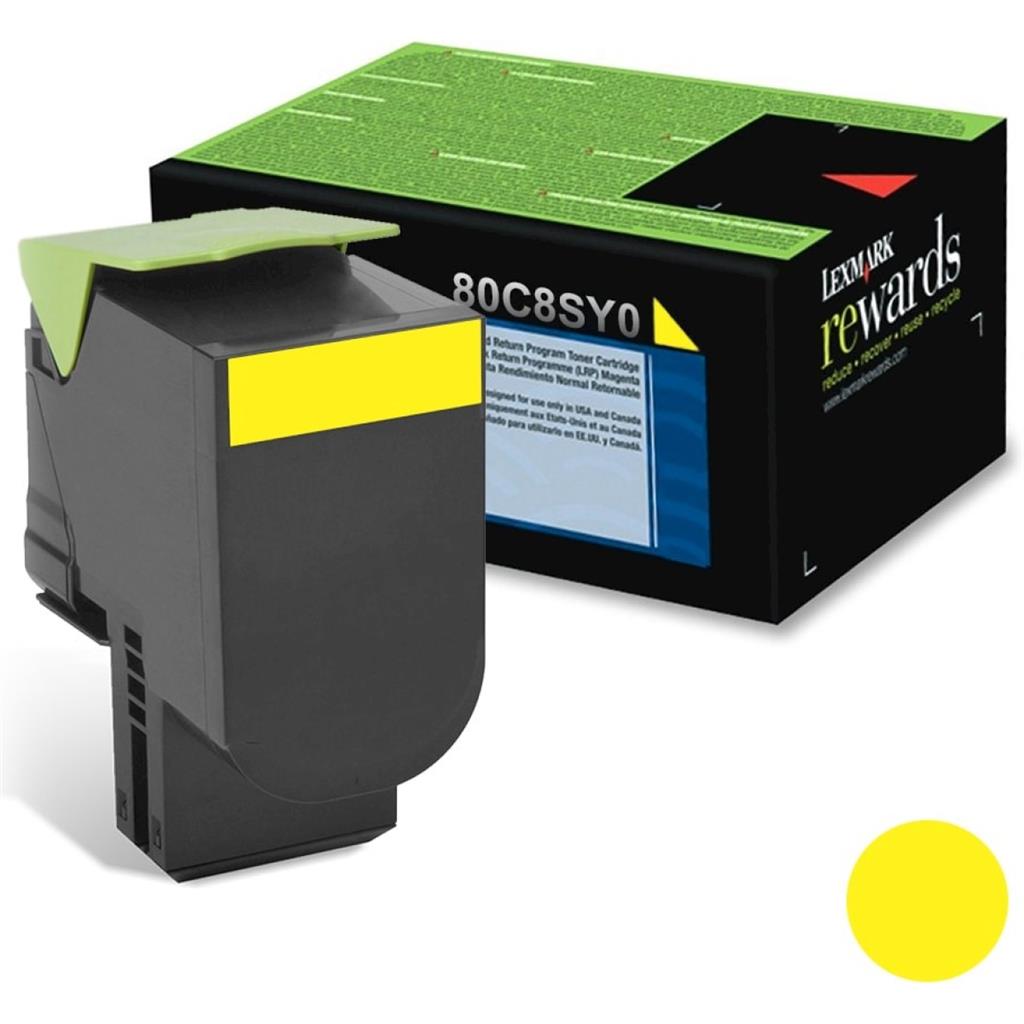 Lexmark 80C8SY0 80x Yellow Toner Cartridge Standard Retu