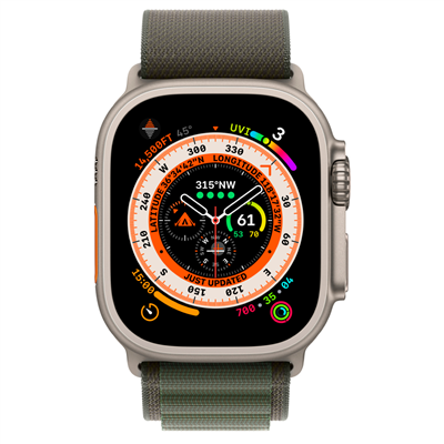 Apple Watch Ultra GPS + Cellular, 49mm Titanium Case with Green Alpine Loop - Medium