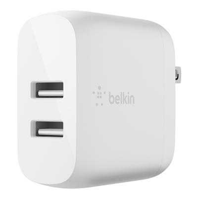 BELKIN WALL CHARGER DUAL USB-A , 24W TOTAL 12W X2 - White