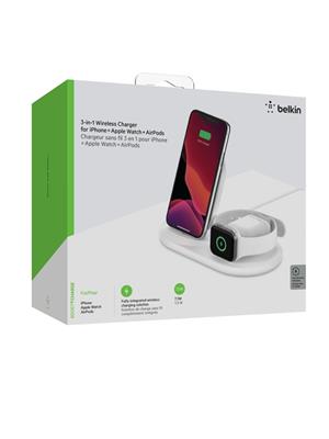 BELKIN Wireless charger 3 in 1  7.5W phone - Apple watch  Airpods - White