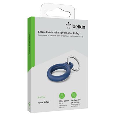 Secure Holder with Key Ring for AirTag Blue