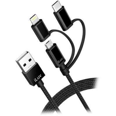 Premium Combo MFi / USB C/ Micro USB / Braided Cable 4 ft Aluminium housing, Black