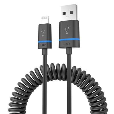 Premium Coiled 5 ft Lightning Cable Black