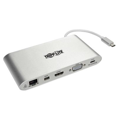 TRIPPLITE USB-C Dual Display 4K HDMI VGA 4K Mini DP Gbe Card Reader 3x USB-A Ports PD Charging Si