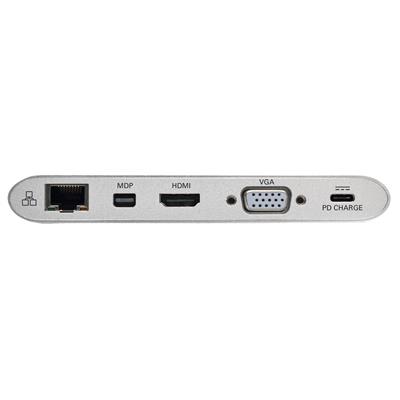 TRIPPLITE USB-C Dual Display 4K HDMI VGA 4K Mini DP Gbe Card Reader 3x USB-A Ports PD Charging Si