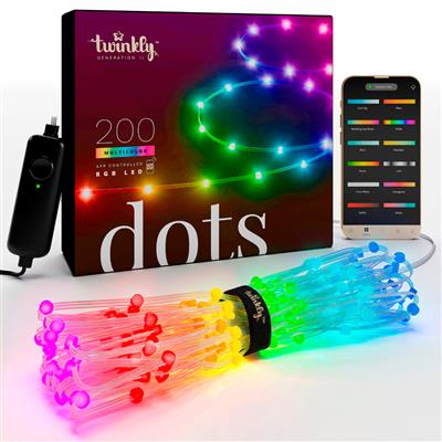 Twinkly DOTS Light 200L RGB , 10 meter, BT+WiFi, Gen II, IP44, USB Powered