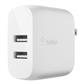 BELKIN WALL CHARGER DUAL USB-A , 24W TOTAL 12W X2 - White