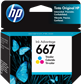 HP 667 Tri-color Ink Cartridge